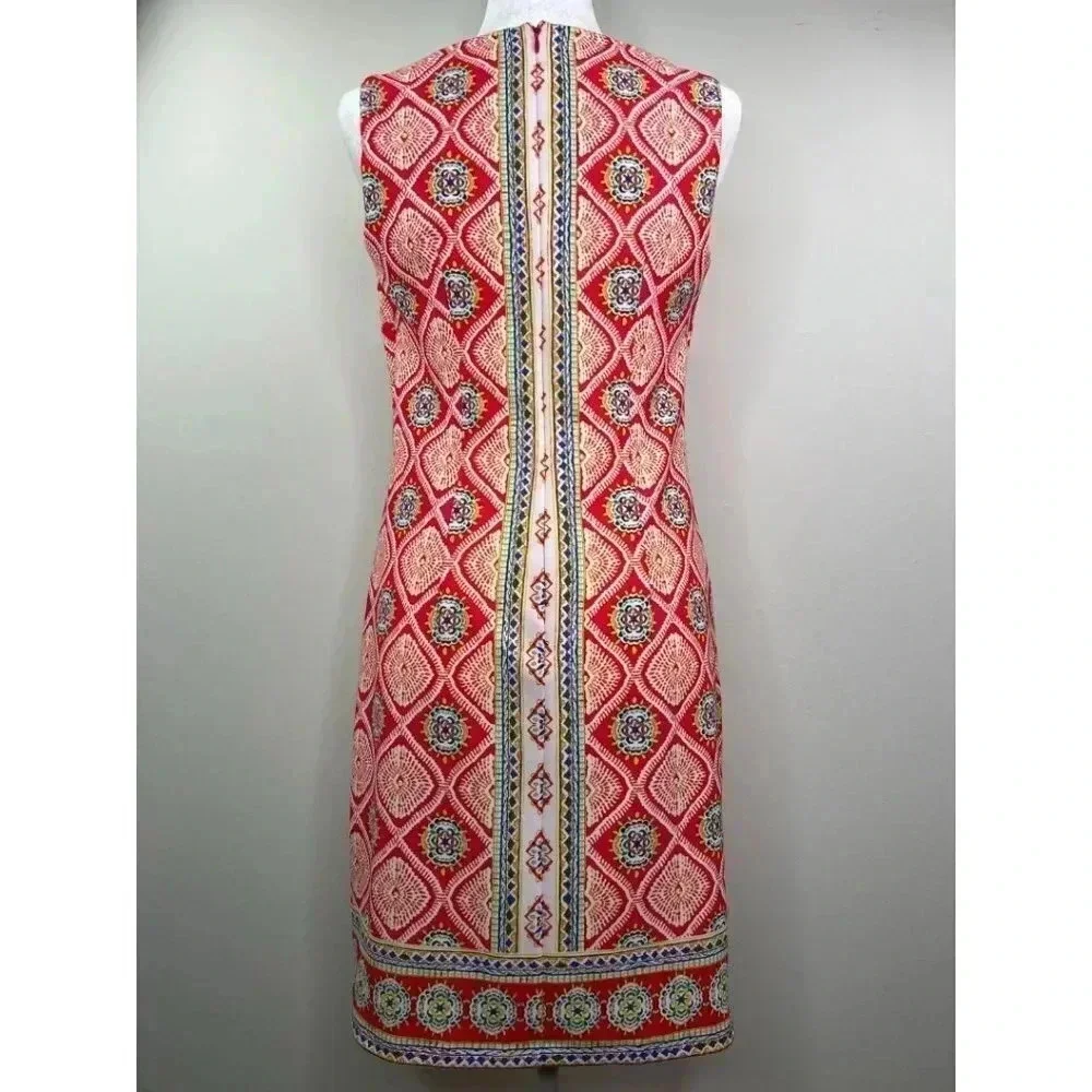 R&K Sleeveless Colorful Pattern Panel Dress - Pink, Blue, Yellow, White - 4 - Picture 10 of 14